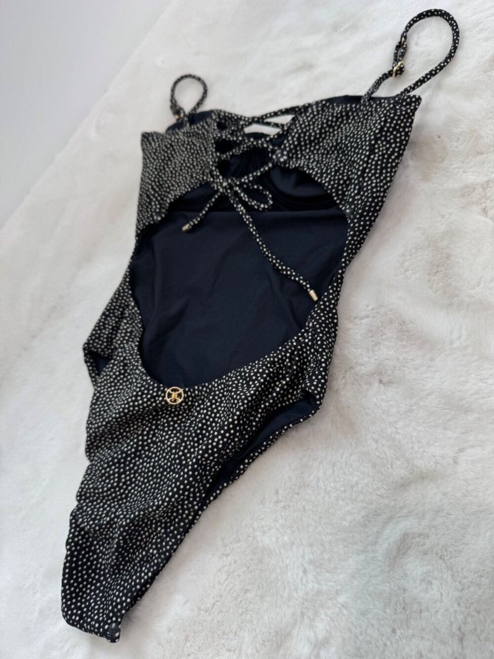 New Vix Paula Hermanny Women's Size M B&W dotted Dion Corsage One-Piece Swimsuit - Picture 10 of 16